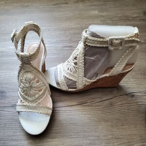 Elegant Cream Wedge Sandals